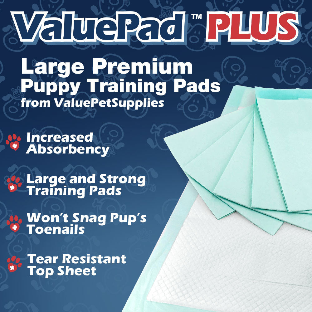 ValuePad Plus Puppy Pads, Large 28x30 Inch, 150 Count - Premium Pee Pads for Dogs, Tear Resistant, Super Absorbent Polymer Gel Core, 5-Layer Design 