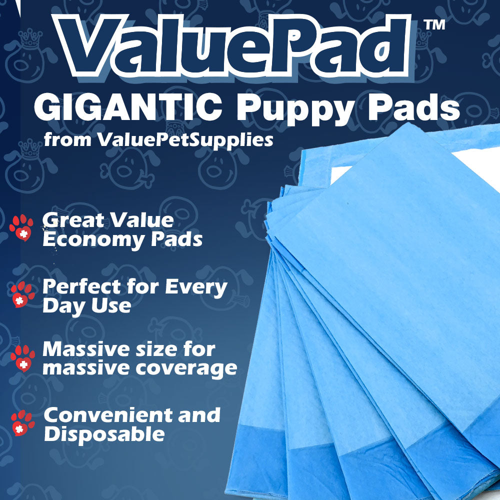 ValuePad Puppy Pads, XXL Gigantic 28x44 Inch, 200 Count BULK PACK - Economy Training Pads for Dogs, Leak Proof 5-Layer Design 