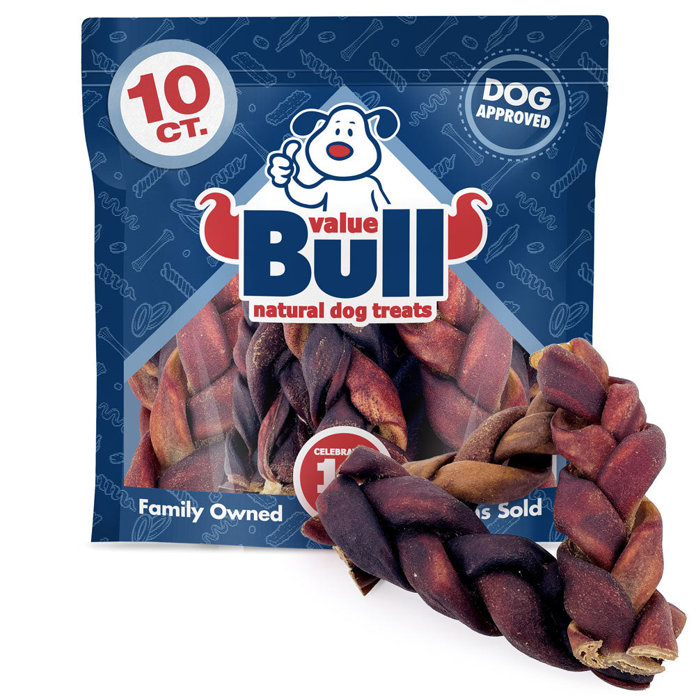 USA Collagen Sticks, Triple Braided Jumbo, Smoked Beef Chews, 6 Inch, 10 Count - Single Ingredient, Rawhide-Free, Natural Dog Chews, Healthy for Hips, Joints, Skin & Coat 