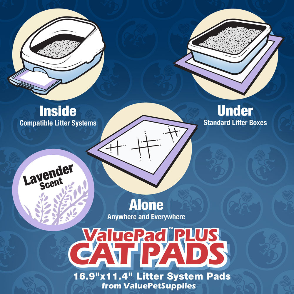 ValuePad Plus Cat Litter Pads, 16.9x11.4 Inch, Lavender Scent, 200 Count - Breeze Compatible Refills BULK PACK - Refill for Tidy Cat Breeze Litter System, Quick-Dry, Super Absorbent Gel Cat Pads 